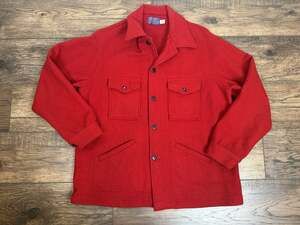 Vintage Pendleton Mackinaw Hunting Jacket Size XL Red 100% Wool Coat 80s